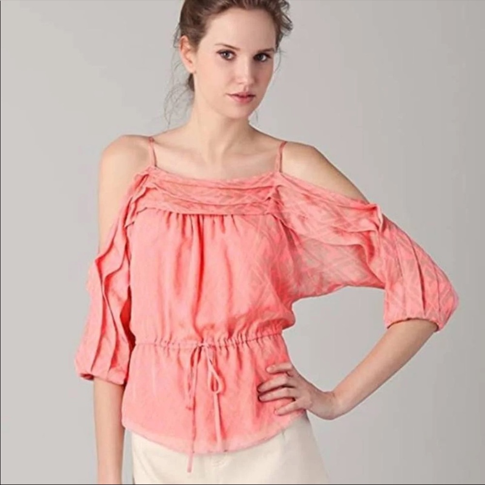 REBECCA TAYLOR | Cold Shoulder Silk Top | Sz 6